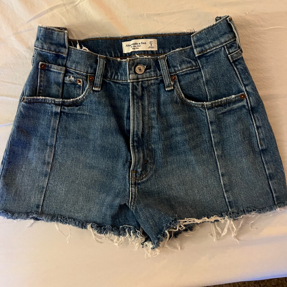 Abercrombie & Fitch Distressed Blue Jean Shorts